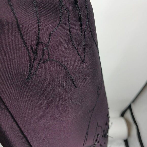 VTG Ann Taylor Purple Silk Strapless Embroidered Satin 2 PC Gown Beaded 0P - Picture 8 of 16